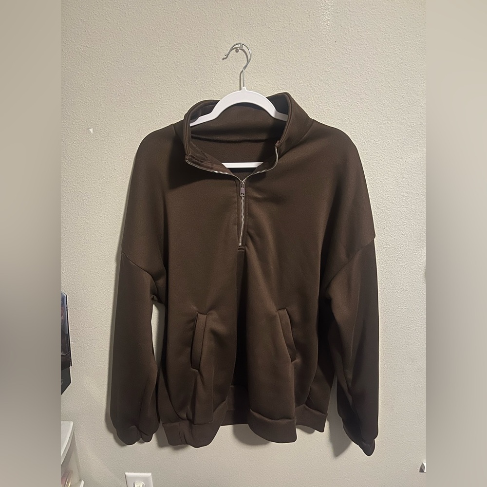 Brown Half Zip Hoodie